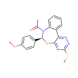 COc1ccc([C@@H]2Oc3nc(SC)nnc3-c3ccccc3N2C(C)=O)cc1 ZINC000001171655