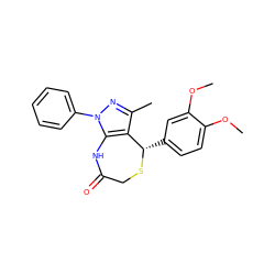 COc1ccc([C@@H]2SCC(=O)Nc3c2c(C)nn3-c2ccccc2)cc1OC ZINC000013122474