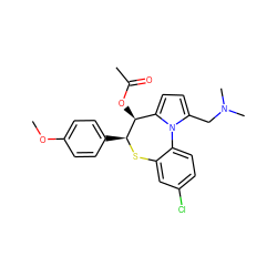 COc1ccc([C@@H]2Sc3cc(Cl)ccc3-n3c(CN(C)C)ccc3[C@@H]2OC(C)=O)cc1 ZINC000013760869