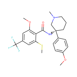 COc1ccc([C@]2(NC(=O)c3c(OC)cc(C(F)(F)F)cc3SC)CCCN(C)C2)cc1 ZINC000140053113