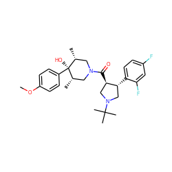 COc1ccc([C@]2(O)[C@@H](C)CN(C(=O)[C@@H]3CN(C(C)(C)C)C[C@H]3c3ccc(F)cc3F)C[C@H]2C)cc1 ZINC000101338105