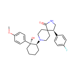 COc1ccc([C@]2(O)CCCC[C@@H]2N2CCC3(CC2)C(=O)NC[C@H]3c2ccc(F)cc2)cc1 ZINC000038147493