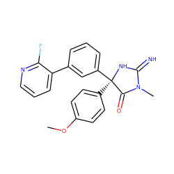 COc1ccc([C@]2(c3cccc(-c4cccnc4F)c3)NC(=N)N(C)C2=O)cc1 ZINC000064512885