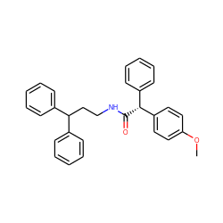 COc1ccc([C@H](C(=O)NCCC(c2ccccc2)c2ccccc2)c2ccccc2)cc1 ZINC000040918965