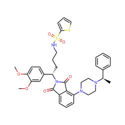 COc1ccc([C@H](CCCNS(=O)(=O)c2cccs2)N2C(=O)c3cccc(N4CCN([C@H](C)c5ccccc5)CC4)c3C2=O)cc1OC ZINC000049678229