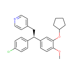 COc1ccc([C@H](Cc2ccncc2)c2ccc(Cl)cc2)cc1OC1CCCC1 ZINC000013442003