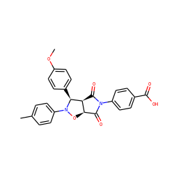 COc1ccc([C@H]2[C@H]3C(=O)N(c4ccc(C(=O)O)cc4)C(=O)[C@H]3ON2c2ccc(C)cc2)cc1 ZINC000101520837