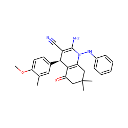 COc1ccc([C@H]2C(C#N)=C(N)N(Nc3ccccc3)C3=C2C(=O)CC(C)(C)C3)cc1C ZINC000000621934