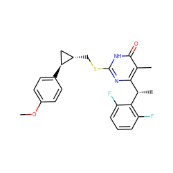 COc1ccc([C@H]2C[C@@H]2CSc2nc([C@H](C)c3c(F)cccc3F)c(C)c(=O)[nH]2)cc1 ZINC000040862342