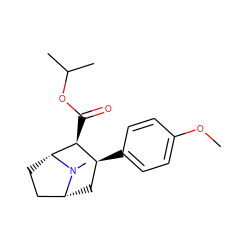 COc1ccc([C@H]2C[C@@H]3CC[C@H]([C@H]2C(=O)OC(C)C)N3C)cc1 ZINC000082153927