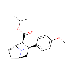 COc1ccc([C@H]2C[C@H]3CC[C@H]([C@H]2C(=O)OC(C)C)N3C)cc1 ZINC000101221633