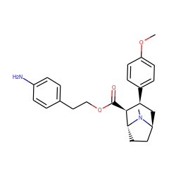 COc1ccc([C@H]2C[C@H]3CC[C@H]([C@H]2C(=O)OCCc2ccc(N)cc2)N3C)cc1 ZINC000101221883