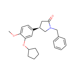 COc1ccc([C@H]2CC(=O)N(Cc3ccccc3)C2)cc1OC1CCCC1 ZINC000038345391