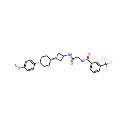 COc1ccc([C@H]2CC[C@H](N3CC(NC(=O)CNC(=O)c4cccc(C(F)(F)F)c4)C3)CC2)cc1 ZINC000261101277