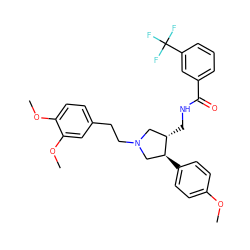 COc1ccc([C@H]2CN(CCc3ccc(OC)c(OC)c3)C[C@@H]2CNC(=O)c2cccc(C(F)(F)F)c2)cc1 ZINC000071330648