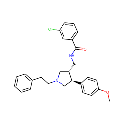 COc1ccc([C@H]2CN(CCc3ccccc3)C[C@@H]2CNC(=O)c2cccc(Cl)c2)cc1 ZINC000071330027