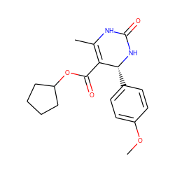 COc1ccc([C@H]2NC(=O)NC(C)=C2C(=O)OC2CCCC2)cc1 ZINC000000039356