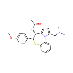 COc1ccc([C@H]2Sc3ccccc3-n3c(CN(C)C)ccc3[C@H]2OC(C)=O)cc1 ZINC000013757072