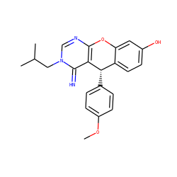 COc1ccc([C@H]2c3ccc(O)cc3Oc3ncn(CC(C)C)c(=N)c32)cc1 ZINC000100512609