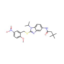 COc1ccc([N+](=O)[O-])cc1CSc1nc2cc(NC(=O)CC(C)(C)C)ccc2n1C(C)C ZINC000028524656