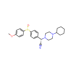 COc1ccc([S@+]([O-])c2ccc([C@@H](C#N)N3CCN(C4CCCCC4)CC3)cc2)cc1 ZINC000022944563