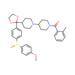 COc1ccc([S@@+]([O-])c2ccc(C3(C4CCN(C5CCN(C(=O)c6ccccc6C)CC5)CC4)OCCO3)cc2)cc1 ZINC000027100757
