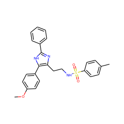 COc1ccc(-c2[nH]c(-c3ccccc3)nc2CCNS(=O)(=O)c2ccc(C)cc2)cc1 ZINC000014978229