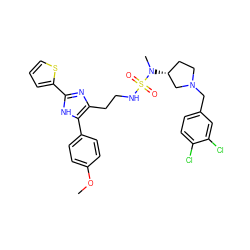 COc1ccc(-c2[nH]c(-c3cccs3)nc2CCNS(=O)(=O)N(C)[C@@H]2CCN(Cc3ccc(Cl)c(Cl)c3)C2)cc1 ZINC000028863123