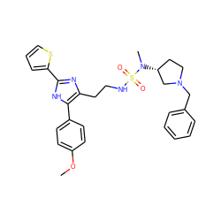 COc1ccc(-c2[nH]c(-c3cccs3)nc2CCNS(=O)(=O)N(C)[C@@H]2CCN(Cc3ccccc3)C2)cc1 ZINC000014978273