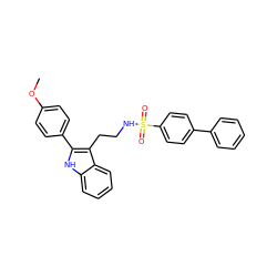 COc1ccc(-c2[nH]c3ccccc3c2CCNS(=O)(=O)c2ccc(-c3ccccc3)cc2)cc1 ZINC000014978367