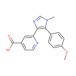 COc1ccc(-c2c(-c3cc(C(=O)O)ccn3)ncn2C)cc1 ZINC000225951729