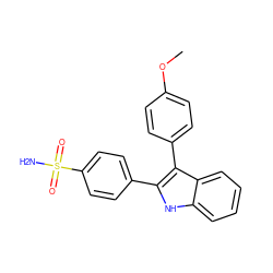 COc1ccc(-c2c(-c3ccc(S(N)(=O)=O)cc3)[nH]c3ccccc23)cc1 ZINC000013477351