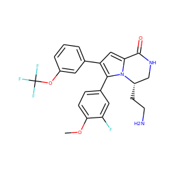 COc1ccc(-c2c(-c3cccc(OC(F)(F)F)c3)cc3n2[C@@H](CCN)CNC3=O)cc1F ZINC000207225432
