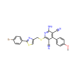 COc1ccc(-c2c(C#N)c(N)nc(SCc3csc(-c4ccc(Br)cc4)n3)c2C#N)cc1 ZINC000473135179