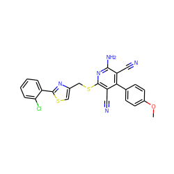 COc1ccc(-c2c(C#N)c(N)nc(SCc3csc(-c4ccccc4Cl)n3)c2C#N)cc1 ZINC000473136297