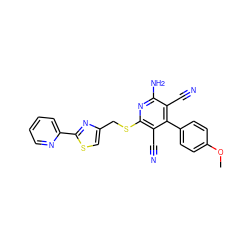 COc1ccc(-c2c(C#N)c(N)nc(SCc3csc(-c4ccccn4)n3)c2C#N)cc1 ZINC000473136329