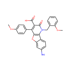 COc1ccc(-c2c(C(=O)O)c(=O)n(Cc3ccccc3OC)c3c2oc2cc(N)ccc23)cc1 ZINC000027703985