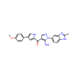 COc1ccc(-c2c[nH]c(C(=O)c3cnn(-c4ccc5[nH]c(C)nc5c4)c3N)c2)cc1 ZINC000149924497