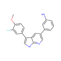 COc1ccc(-c2c[nH]c3ncc(-c4cccc(N)c4)cc23)cc1F ZINC000299828649