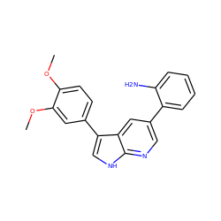 COc1ccc(-c2c[nH]c3ncc(-c4ccccc4N)cc23)cc1OC ZINC000299828187