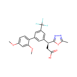 COc1ccc(-c2cc([C@H](CC(=O)O)c3nnc(C)o3)cc(C(F)(F)F)c2)c(OC)c1 ZINC001772600610