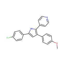 COc1ccc(-c2cc(-c3ccc(Cl)cc3)[nH]c2-c2ccncc2)cc1 ZINC000027717907