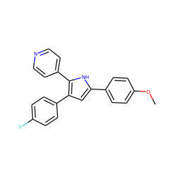 COc1ccc(-c2cc(-c3ccc(F)cc3)c(-c3ccncc3)[nH]2)cc1 ZINC000027716836