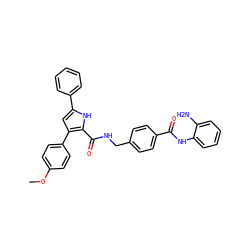 COc1ccc(-c2cc(-c3ccccc3)[nH]c2C(=O)NCc2ccc(C(=O)Nc3ccccc3N)cc2)cc1 ZINC000116536707