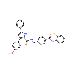 COc1ccc(-c2cc(-c3ccccc3)[nH]c2C(=O)NCc2ccc(C(=O)Nc3ccccc3S)cc2)cc1 ZINC000116537483