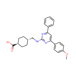 COc1ccc(-c2cc(-c3ccccc3)nc(NC[C@H]3CC[C@H](C(=O)O)CC3)n2)cc1 ZINC000299830841