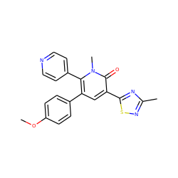 COc1ccc(-c2cc(-c3nc(C)ns3)c(=O)n(C)c2-c2ccncc2)cc1 ZINC000013473215