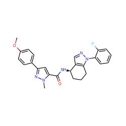 COc1ccc(-c2cc(C(=O)N[C@@H]3CCCc4c3cnn4-c3ccccc3F)n(C)n2)cc1 ZINC000066114576