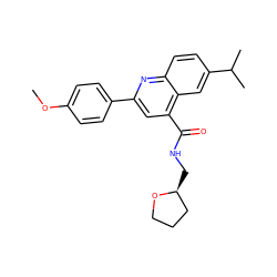 COc1ccc(-c2cc(C(=O)NC[C@H]3CCCO3)c3cc(C(C)C)ccc3n2)cc1 ZINC000003047070