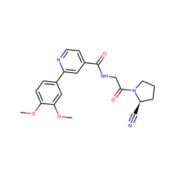 COc1ccc(-c2cc(C(=O)NCC(=O)N3CCC[C@H]3C#N)ccn2)cc1OC ZINC000169310691